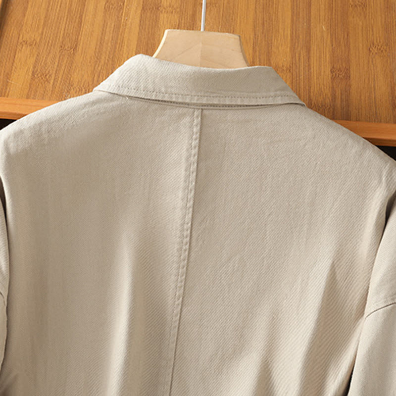 Buddha Stones Lässiges Damen-Langarm-Stehkragen-Baumwoll-Polyester-Shirt mit Taschen - image 25