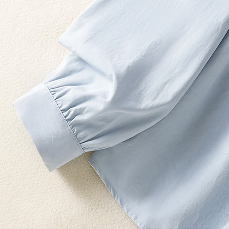 Buddha Stones Lässiges Damen-Baumwollhemd mit langen Ärmeln und Spitzenrevers - image 8