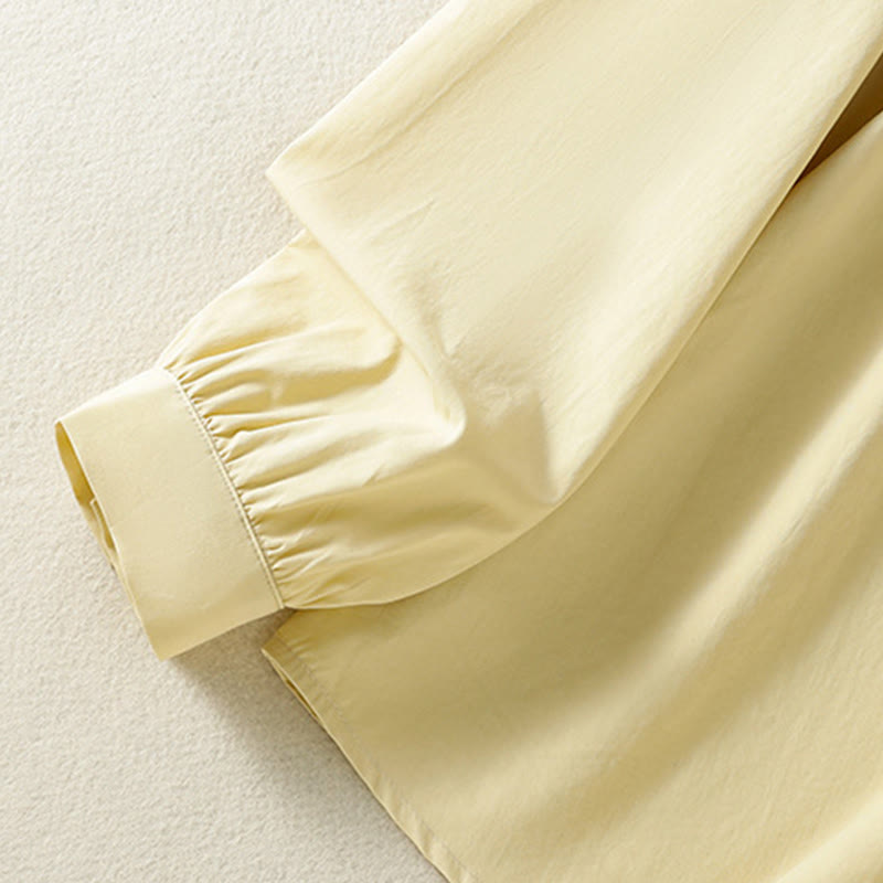 Buddha Stones Lässiges Damen-Baumwollhemd mit langen Ärmeln und Spitzenrevers - image 18