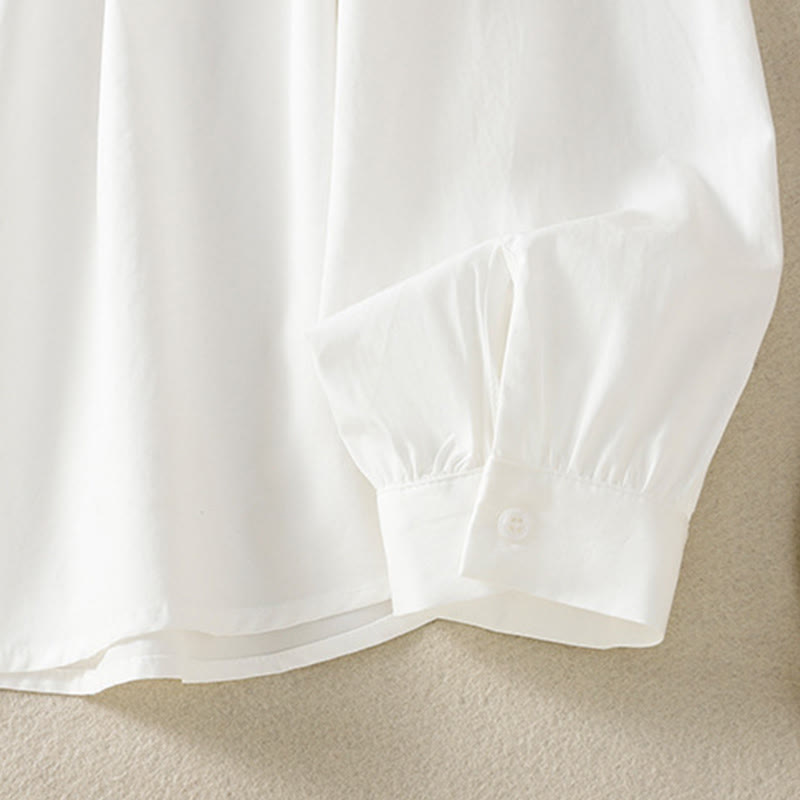 Buddha Stones Lässiges Damen-Baumwollhemd mit langen Ärmeln und Spitzenrevers - image 23