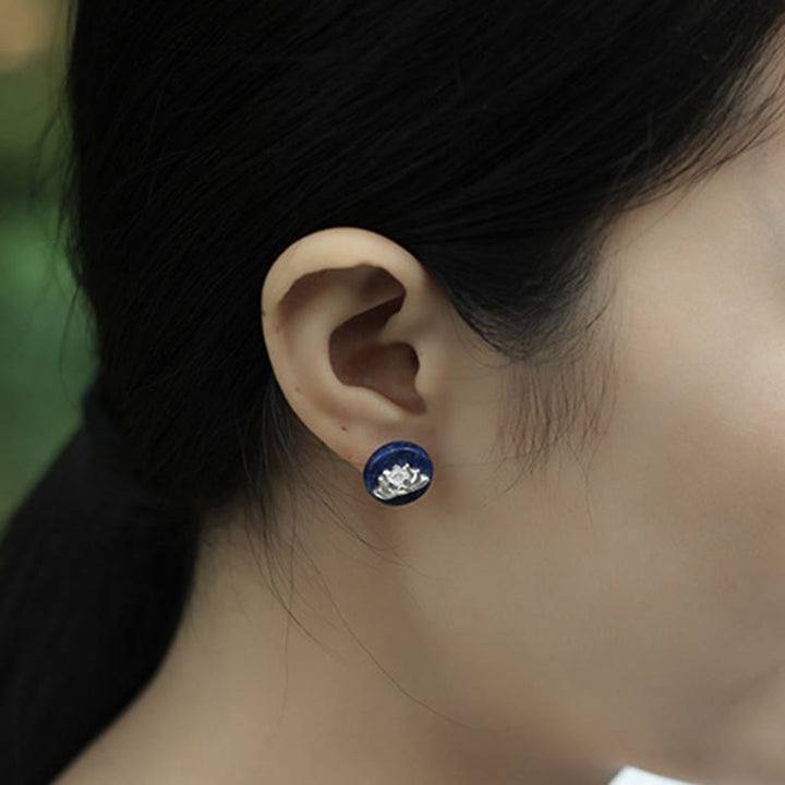 Buddha Stones aus Lapislazuli und 925er Sterlingsilber mit Lotusmuster – Symbol der Erleuchtung - image 4