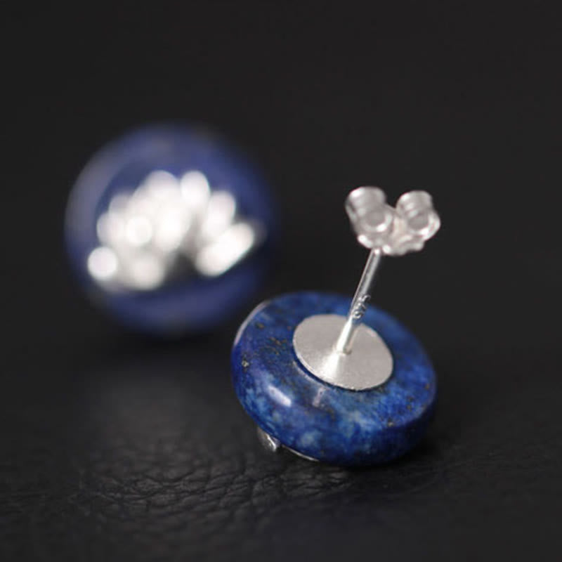Buddha Stones Lazurite 925 Sterling Silber Lotus Muster Erleuchtung Ohrringe  - image 2
