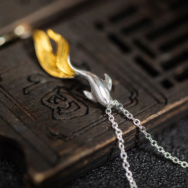 Buddha Stones 925 Sterling Silber Goldener Koi Fisch Glücksbringer Halskette Anhänger - image 4