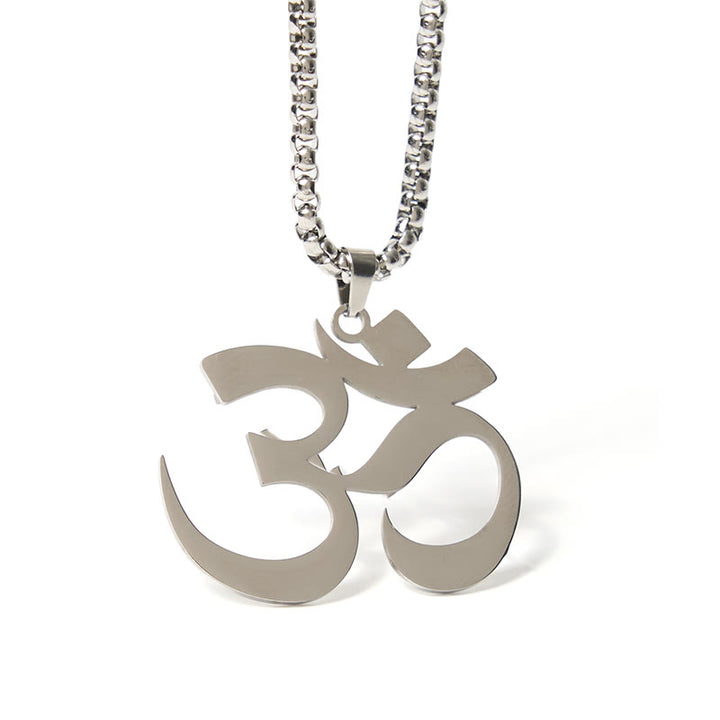 Buddha Stones ​​Om Symbol Mantra Edelstahl Fokus Halskette Anhänger - image 14