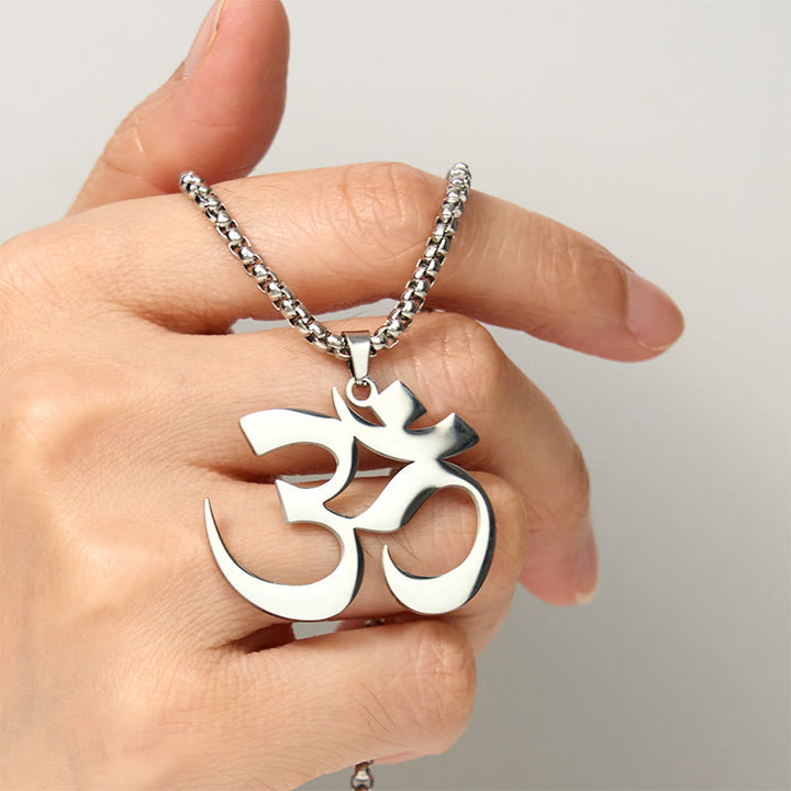 Buddha Stones ​​Om Symbol Mantra Edelstahl Fokus Halskette Anhänger - image 13