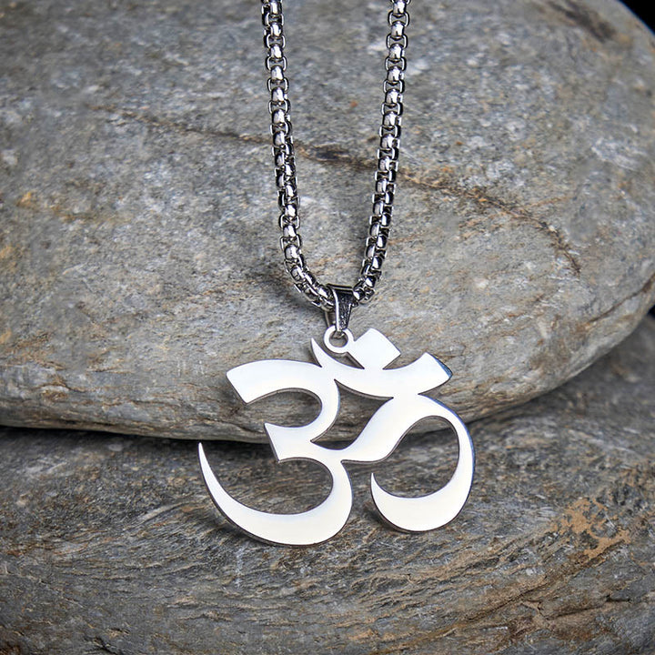 Buddha Stones ​​Om Symbol Mantra Edelstahl Fokus Halskette Anhänger - image 9