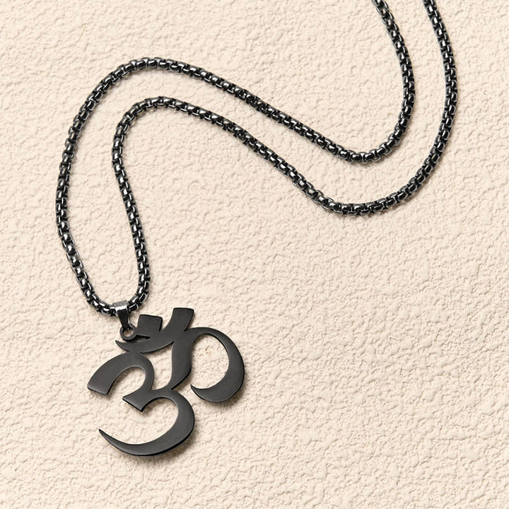 Buddha Stones ​​Om Symbol Mantra Edelstahl Fokus Halskette Anhänger - image 19