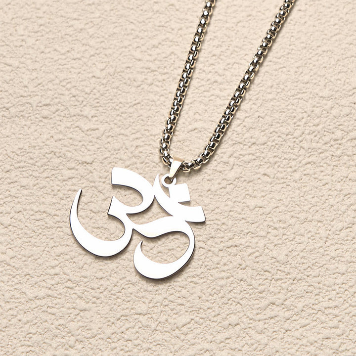 Buddha Stones ​​Om Symbol Mantra Edelstahl Fokus Halskette Anhänger - image 11