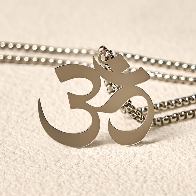 Buddha Stones ​​Om Symbol Mantra Edelstahl Fokus Halskette Anhänger - image 10