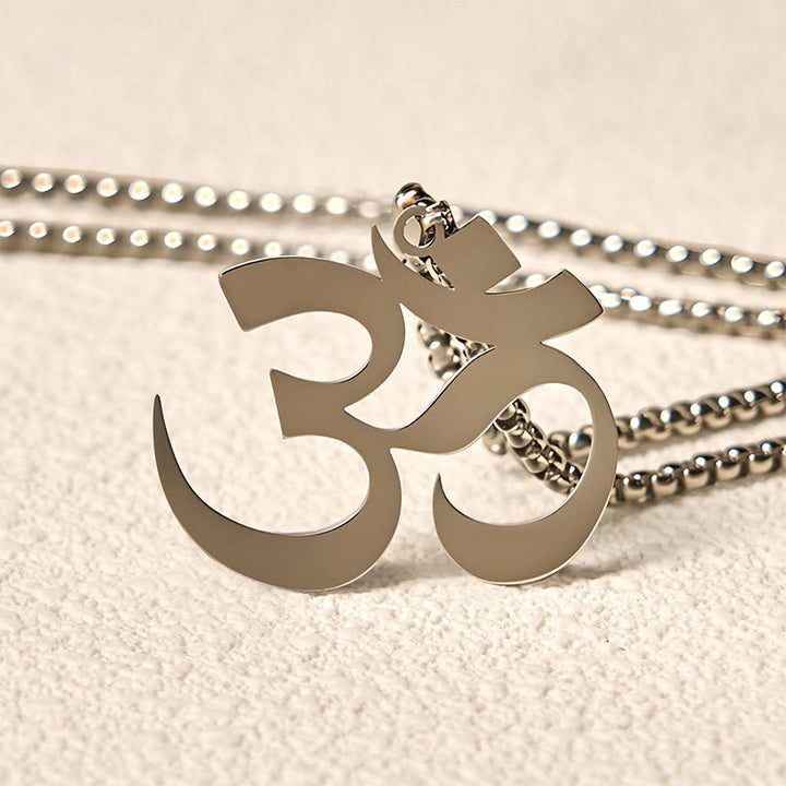 Buddha Stones ​​Om Symbol Mantra Edelstahl Fokus Halskette Anhänger - image 10