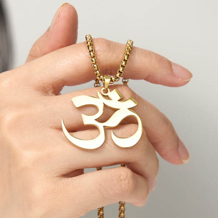 Buddha Stones ​​Om Symbol Mantra Edelstahl Fokus Halskette Anhänger - image 5