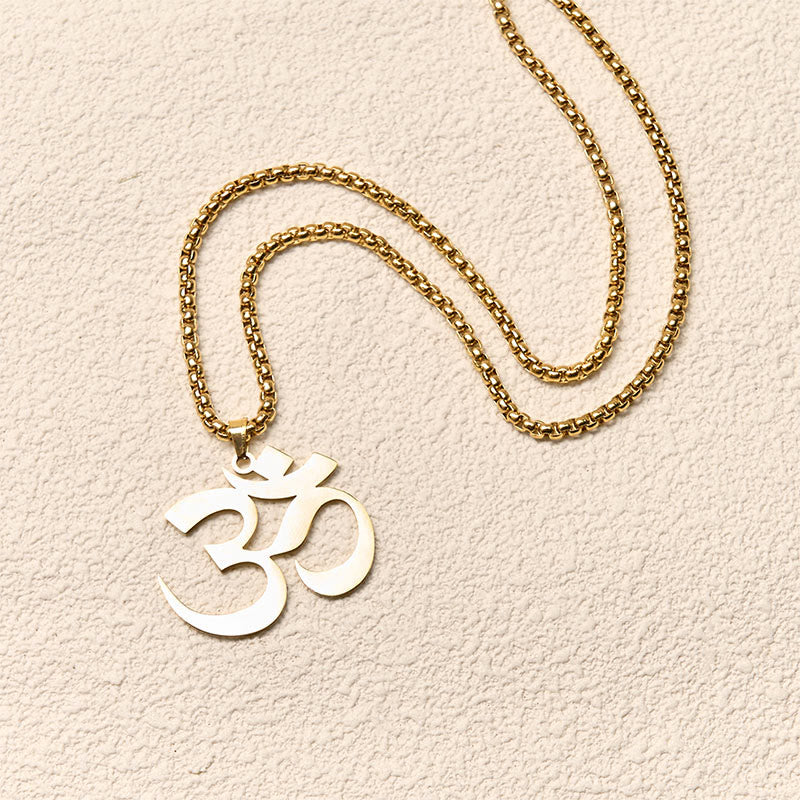 Buddha Stones ​​Om Symbol Mantra Edelstahl Fokus Halskette Anhänger - image 4