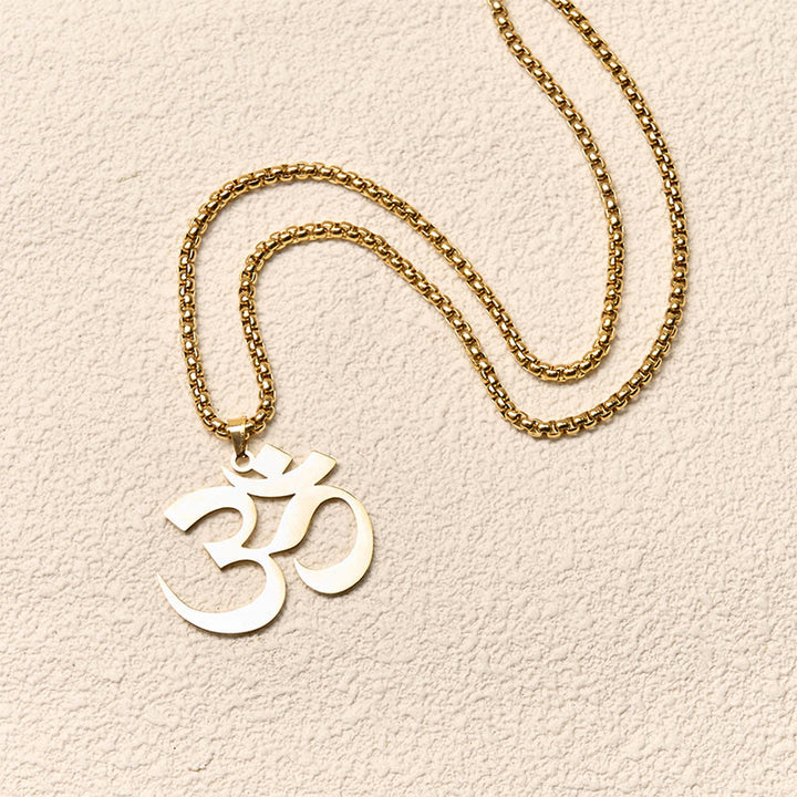 Buddha Stones ​​Om Symbol Mantra Edelstahl Fokus Halskette Anhänger - image 4