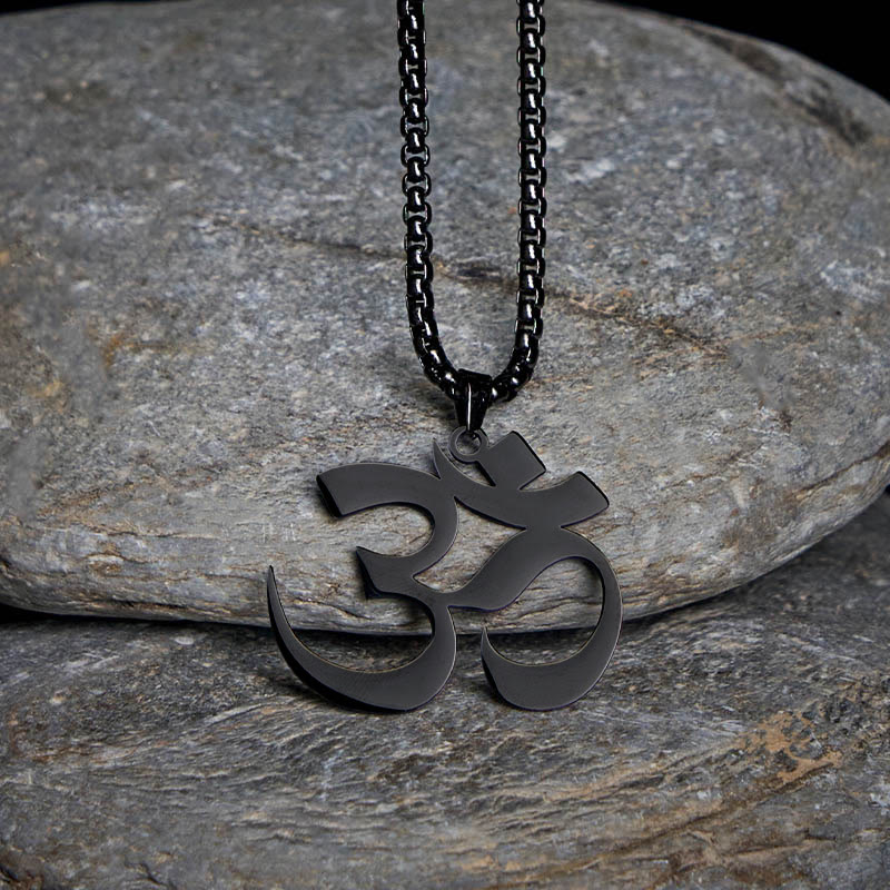 Buddha Stones ​​Om Symbol Mantra Edelstahl Fokus Halskette Anhänger - image 16