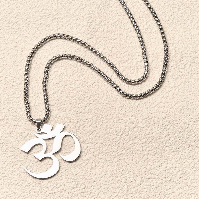 Buddha Stones ​​Om Symbol Mantra Edelstahl Fokus Halskette Anhänger - image 12
