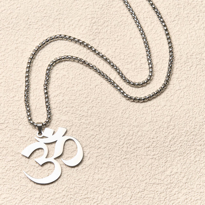 Buddha Stones ​​Om Symbol Mantra Edelstahl Fokus Halskette Anhänger - image 12