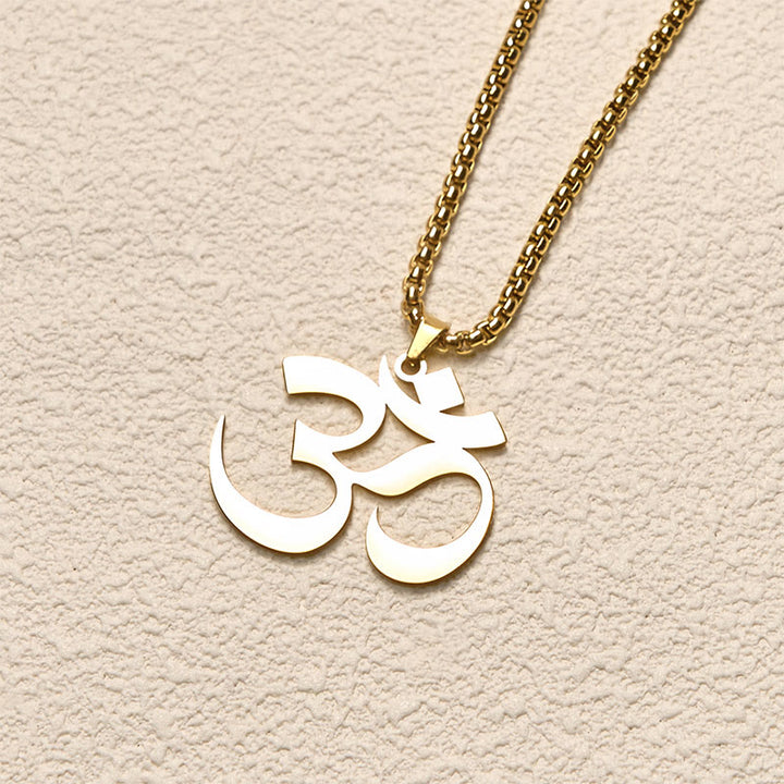 Buddha Stones ​​Om Symbol Mantra Edelstahl Fokus Halskette Anhänger - image 3