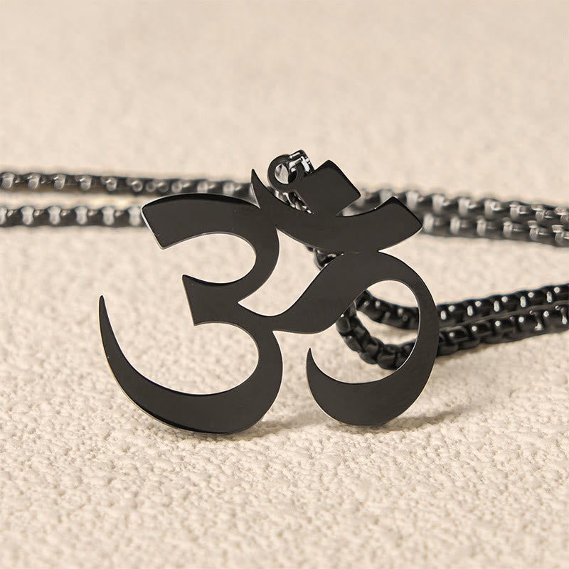 Buddha Stones ​​Om Symbol Mantra Edelstahl Fokus Halskette Anhänger - image 17