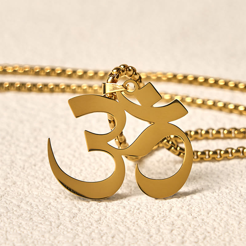 Buddha Stones ​​Om Symbol Mantra Edelstahl Fokus Halskette Anhänger - image 2