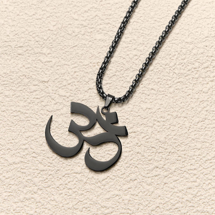 Buddha Stones ​​Om Symbol Mantra Edelstahl Fokus Halskette Anhänger - image 18
