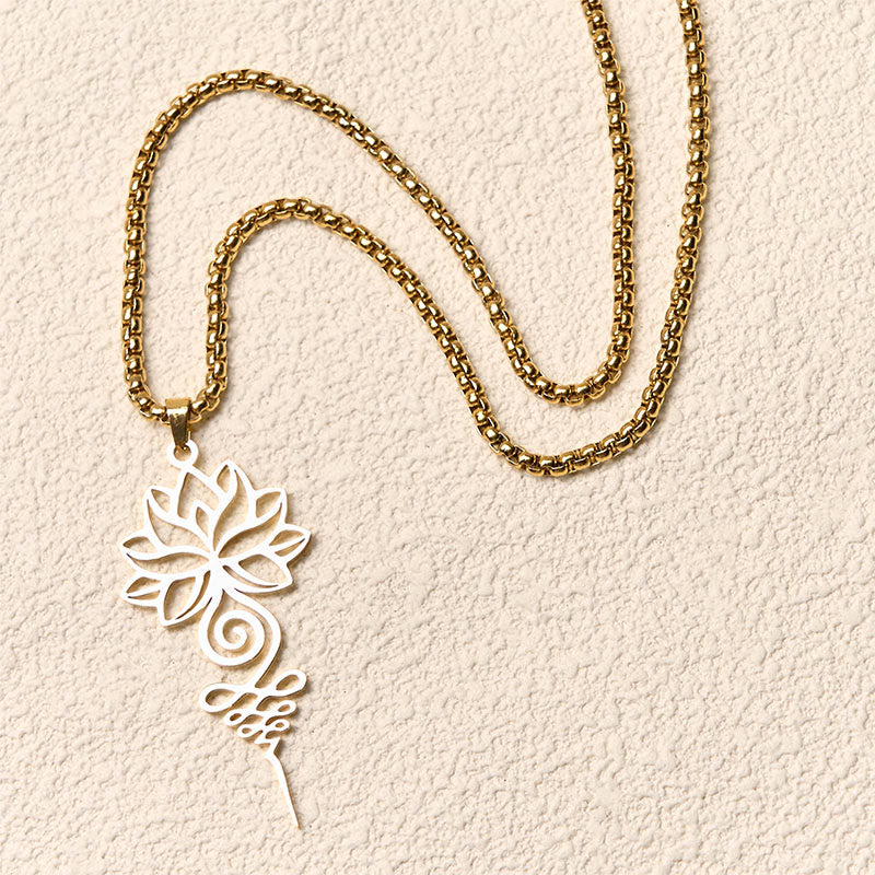 Buddha Stones, Lotus, Unalome, Chakra-Symbol-Design, Edelstahl, Erleuchtung, Halskettenanhänger - image 9