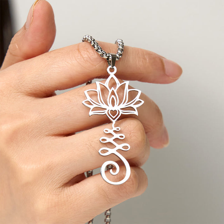 Buddha Stones, Chakra-Symbol, unregelmäßiges Design, Lotus, Edelstahl, Erleuchtung, Halskettenanhänger - image 4