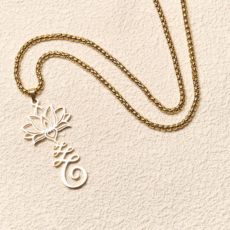 Buddha Stones, Chakra-Symbol, unregelmäßiges Design, Lotus, Edelstahl, Erleuchtung, Halskettenanhänger - image 10
