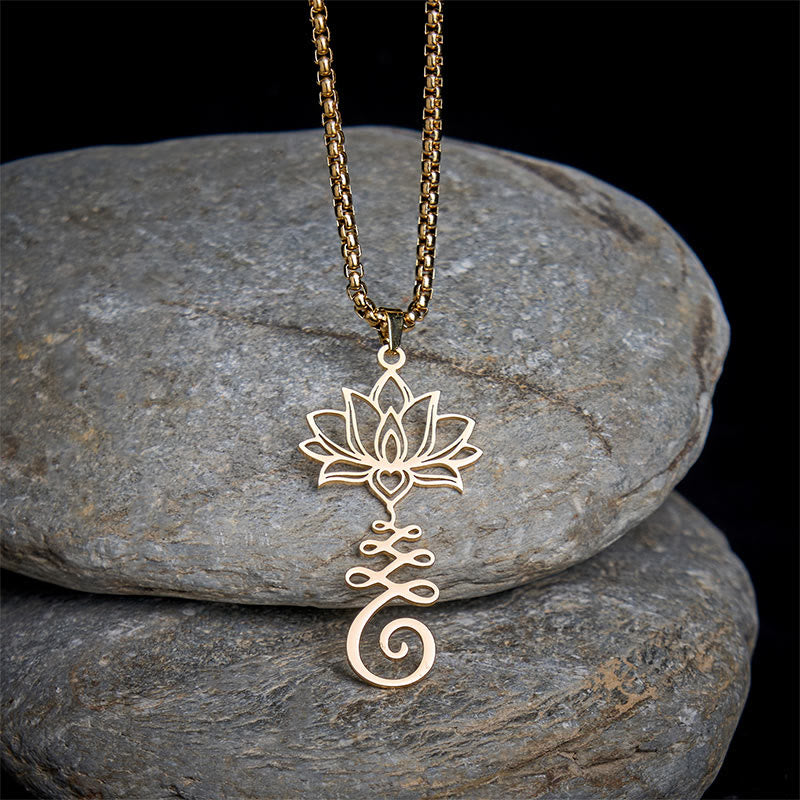 Buddha Stones, Chakra-Symbol, unregelmäßiges Design, Lotus, Edelstahl, Erleuchtung, Halskettenanhänger - Gold - image 7