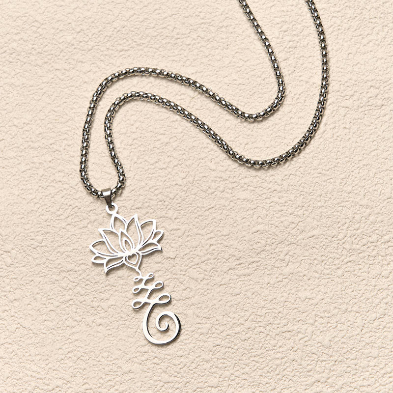 Buddha Stones, Chakra-Symbol, unregelmäßiges Design, Lotus, Edelstahl, Erleuchtung, Halskettenanhänger - image 3