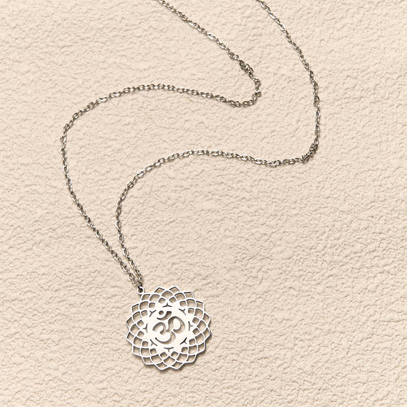 Buddha Stones ​​Hohl Lotus Design Om Symbol Edelstahl Verbindung Halskette Anhänger - image 12
