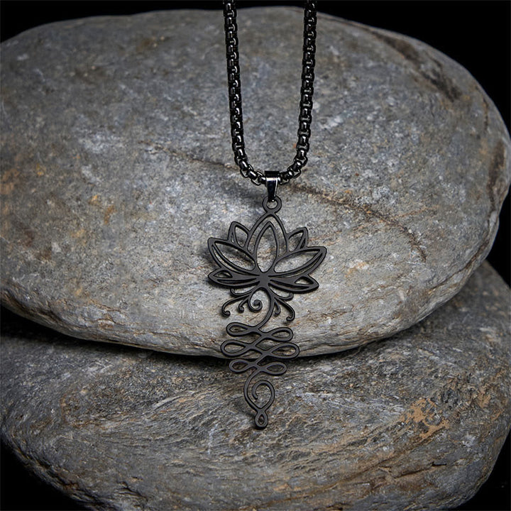 Buddha Stones, Lotus-Reben-Design, Chakra-Symbol, Edelstahl, Erleuchtung, Halskettenanhänger - Schwarz - image 9