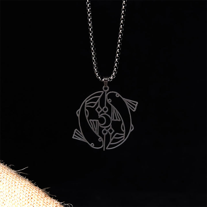 Buddha Stones Vintage Koi Fisch Hohl Design Edelstahl Glück Halskette Anhänger - Schwarz - image 13