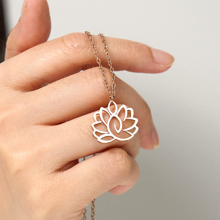 Buddha Stones Hohl Lotus Design Edelstahl Erleuchtung Halskette Anhänger - image 17