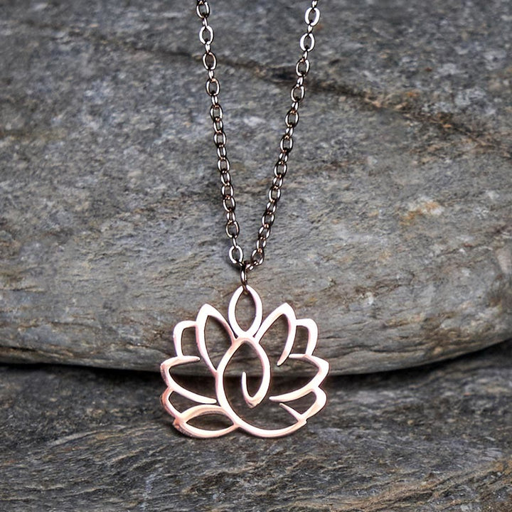 Buddha Stones Hohl Lotus Design Edelstahl Erleuchtung Halskette Anhänger - image 14