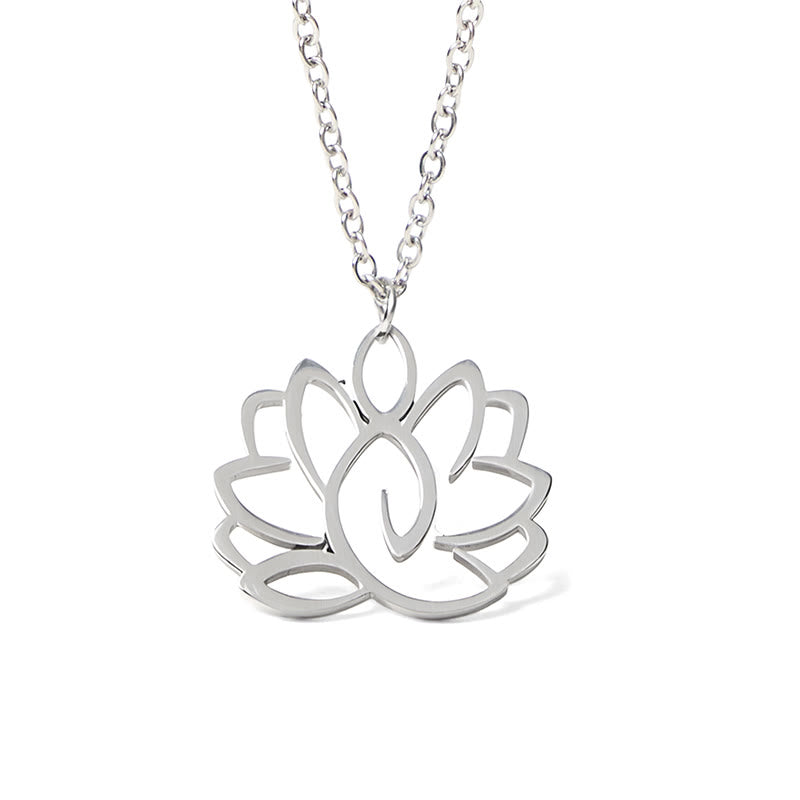 Buddha Stones Hohl Lotus Design Edelstahl Erleuchtung Halskette Anhänger - image 5