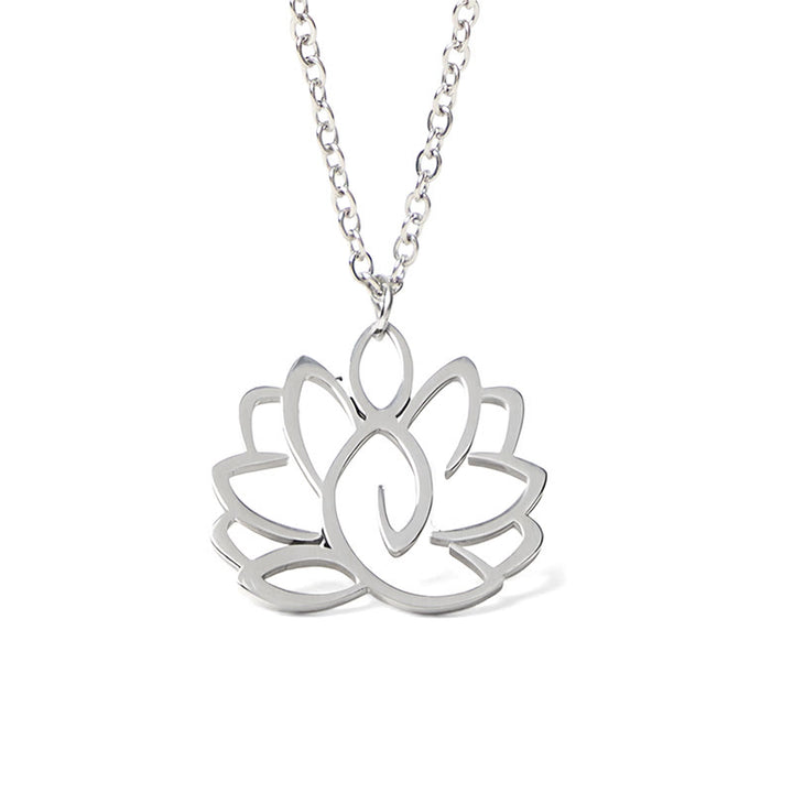 Buddha Stones Hohl Lotus Design Edelstahl Erleuchtung Halskette Anhänger - image 5