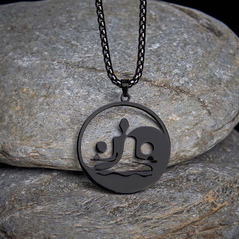 Buddha Stones, Yin Yang Buddha-Figur, hohles Design, Edelstahl, Balance-Halskettenanhänger - image 1