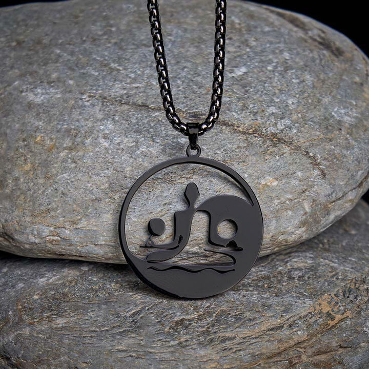 Buddha Stones, Yin Yang Buddha-Figur, hohles Design, Edelstahl, Balance-Halskettenanhänger - image 1