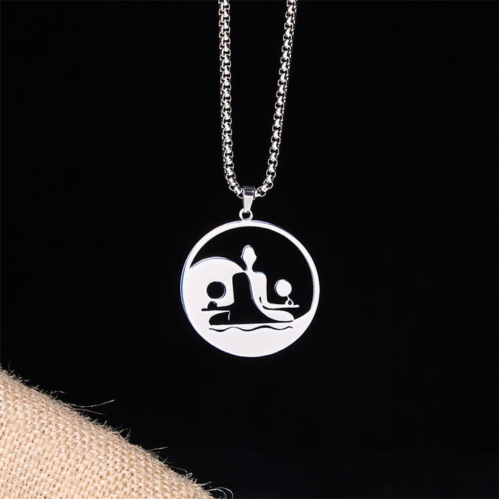 Buddha Stones, Yin Yang Buddha-Figur, hohles Design, Edelstahl, Balance-Halskettenanhänger - image 18