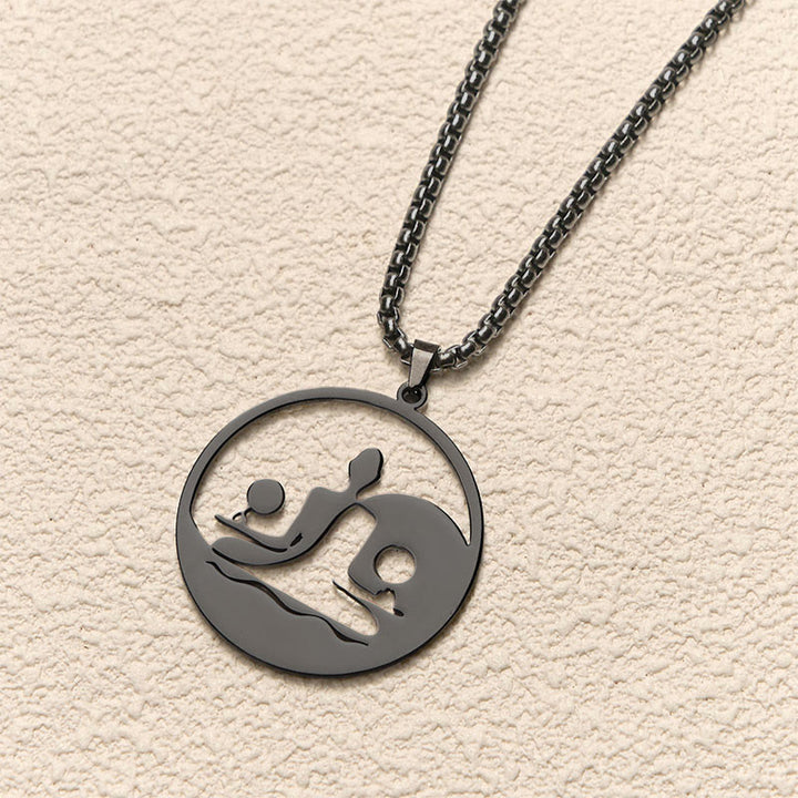 Buddha Stones, Yin Yang Buddha-Figur, hohles Design, Edelstahl, Balance-Halskettenanhänger - image 4