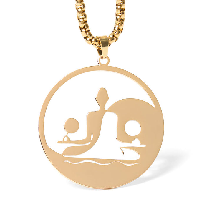 Buddha Stones, Yin Yang Buddha-Figur, hohles Design, Edelstahl, Balance-Halskettenanhänger - Gold - image 9