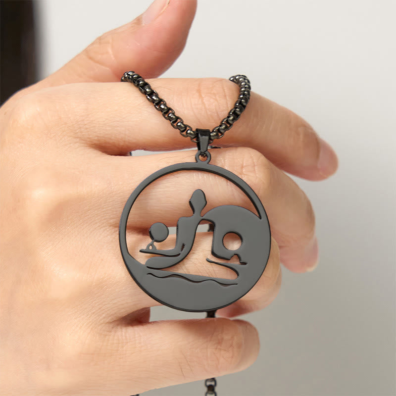 Buddha Stones, Yin Yang Buddha-Figur, hohles Design, Edelstahl, Balance-Halskettenanhänger - image 6