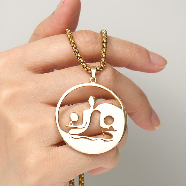 Buddha Stones, Yin Yang Buddha-Figur, hohles Design, Edelstahl, Balance-Halskettenanhänger - image 15