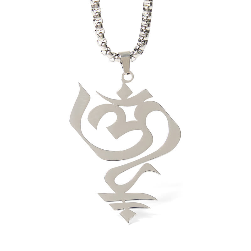 Buddha Stones Vintage OM Symbol Geometrie Design Edelstahl Verbindung Halskette Anhänger - image 12