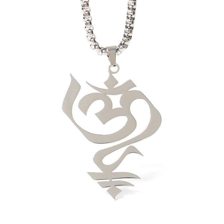 Buddha Stones Vintage OM Symbol Geometrie Design Edelstahl Verbindung Halskette Anhänger - image 12
