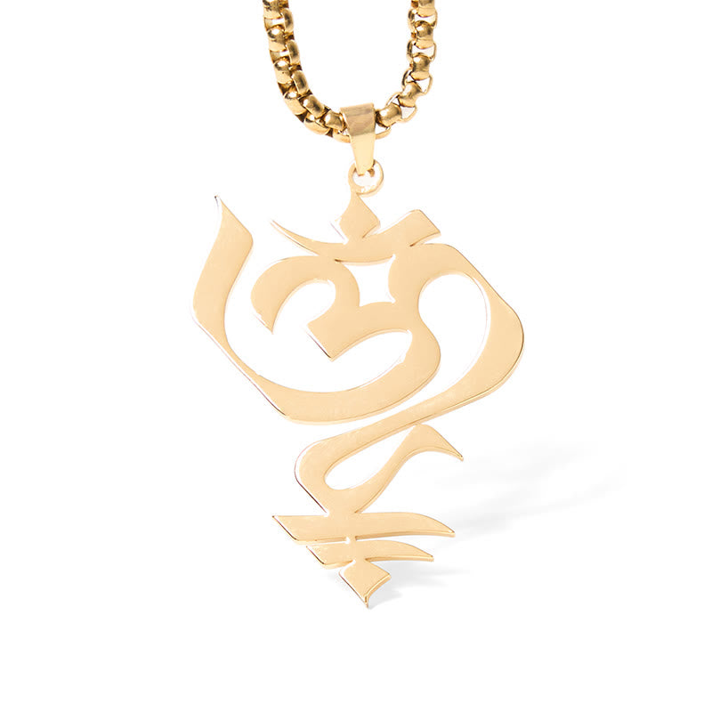 Buddha Stones Vintage OM Symbol Geometrie Design Edelstahl Verbindung Halskette Anhänger - image 5