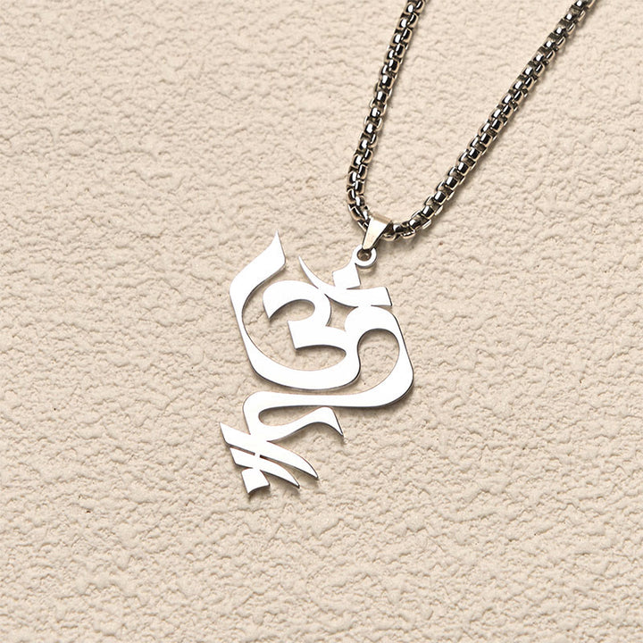 Buddha Stones Vintage OM Symbol Geometrie Design Edelstahl Verbindung Halskette Anhänger - image 10