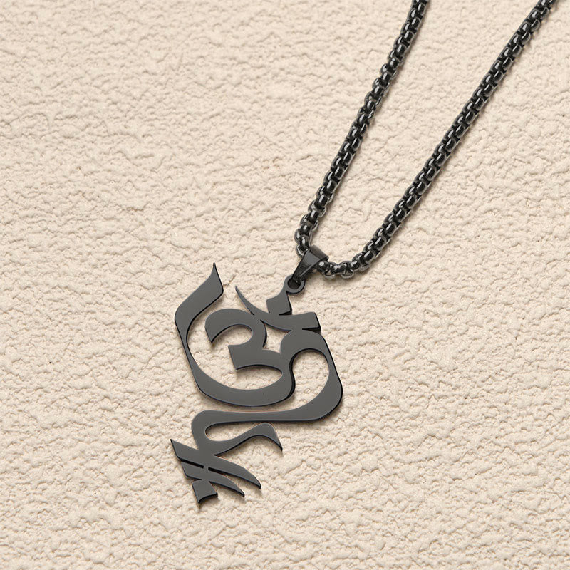Buddha Stones Vintage OM Symbol Geometrie Design Edelstahl Verbindung Halskette Anhänger - image 16