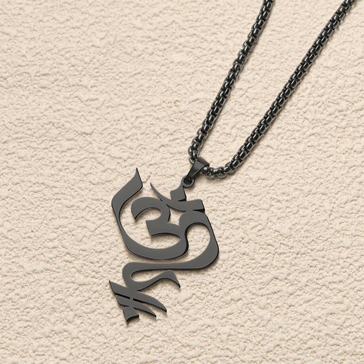 Buddha Stones Vintage OM Symbol Geometrie Design Edelstahl Verbindung Halskette Anhänger - image 16