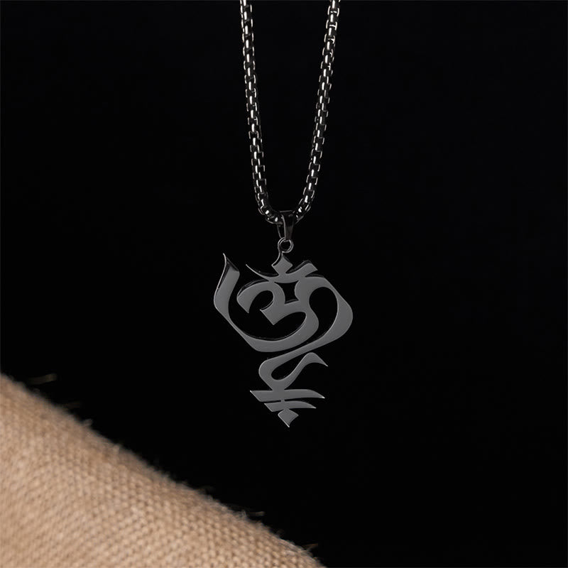 Buddha Stones Vintage OM Symbol Geometrie Design Edelstahl Verbindung Halskette Anhänger - image 14